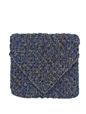 Hand Woven thick blue khaki tan envelope clutch bag purse
